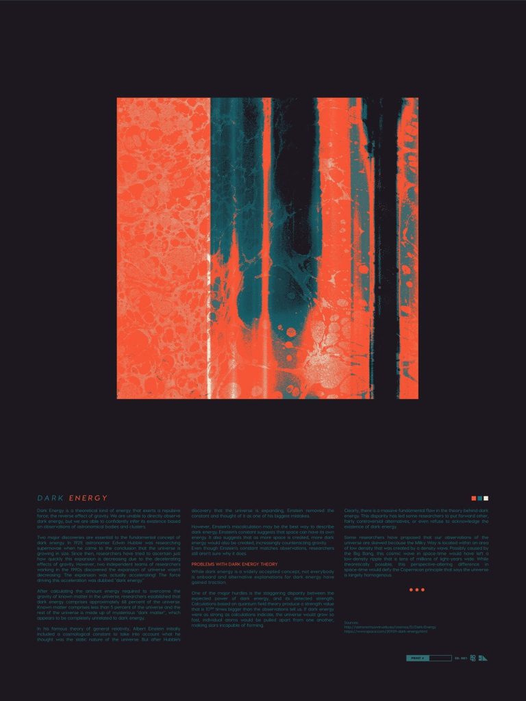 Dark Energy physics poster design by 2046 Print Shop
