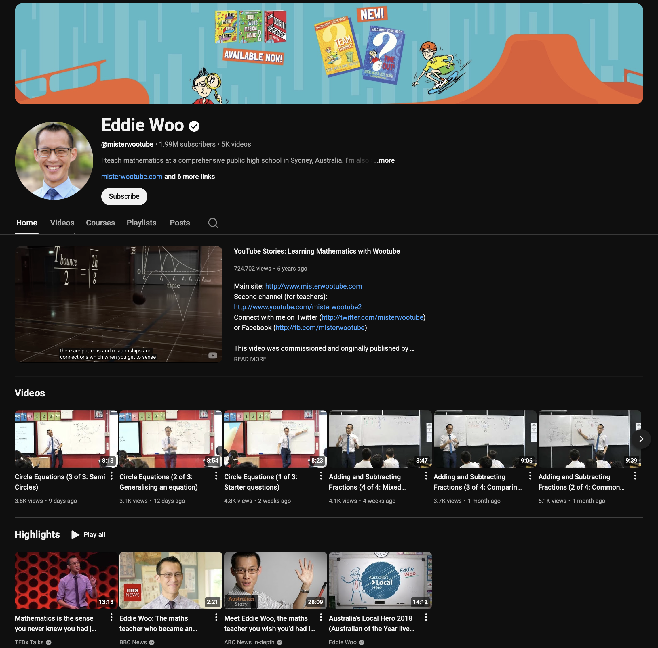 Eddie Woo YouTube channel